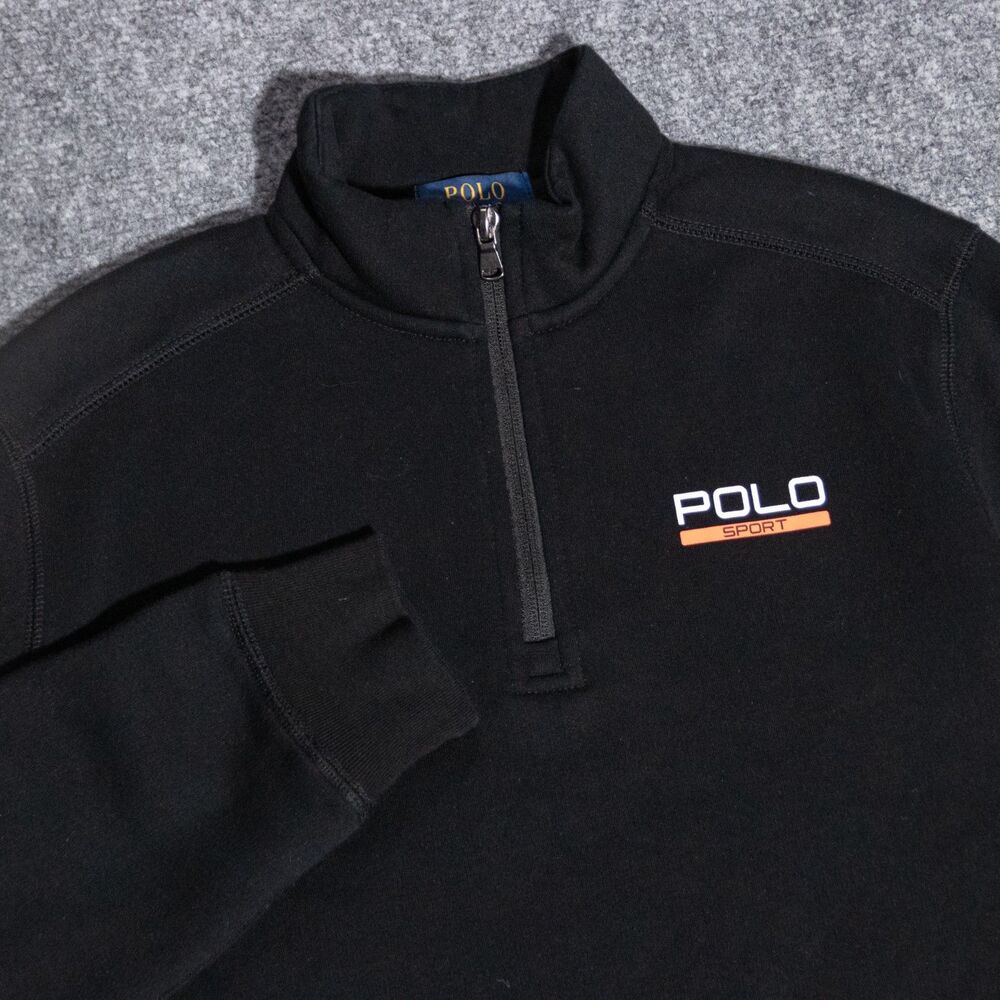 Polo Ralph Lauren Sport 1/4 Quarter Zip Pullover Sweatshirt Black Youth XL 18-20